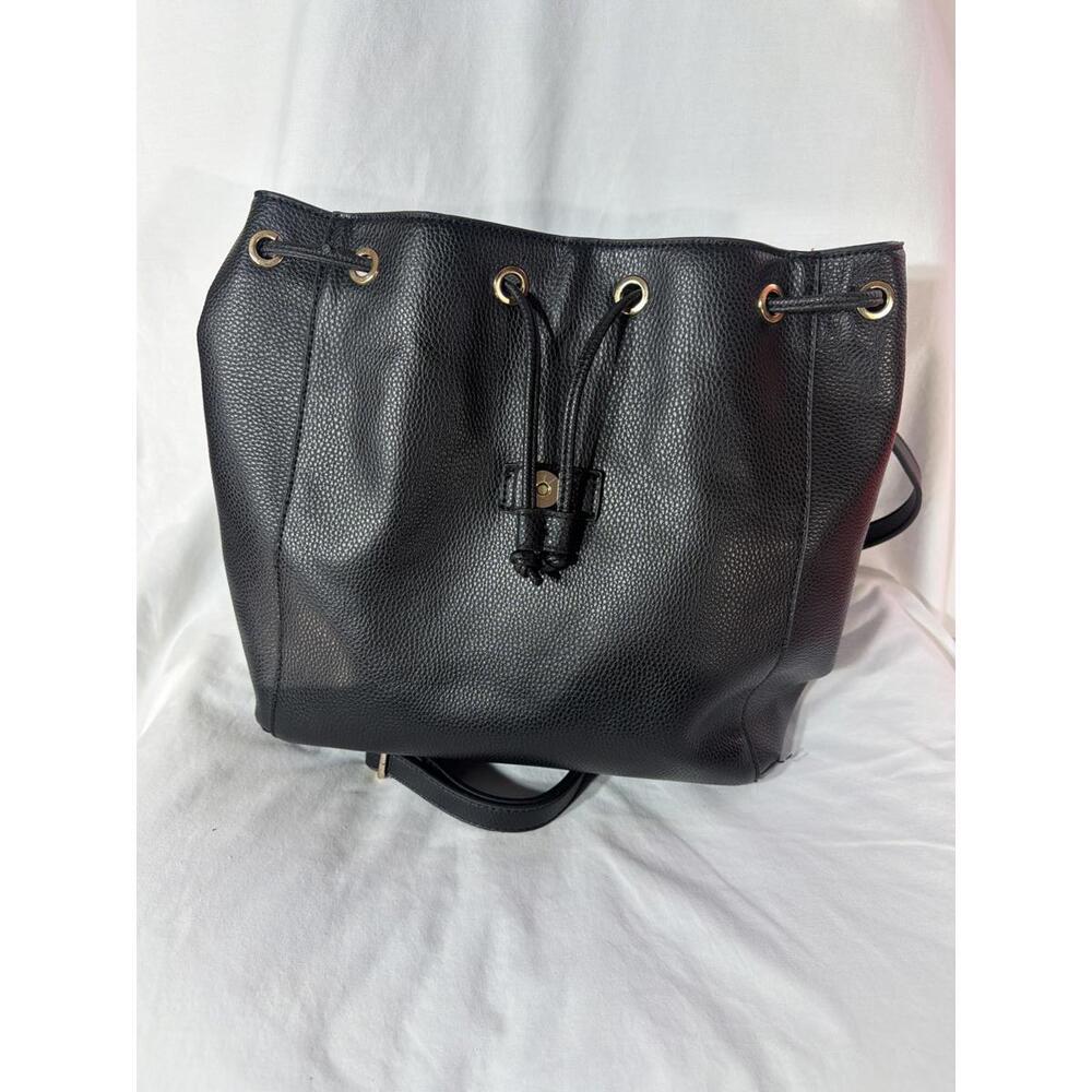 ANNE KLEIN Faux Leather Backpack Daypack Shoulder Bag Handbag Expandable Black - Picture 3 of 6